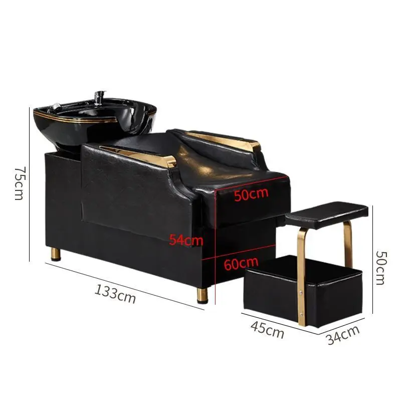 Hair Salon Shampoo Bed, Hair Salon Specific Flushing Bed, Ceramic Basin Semi Lying Shampoo Bed