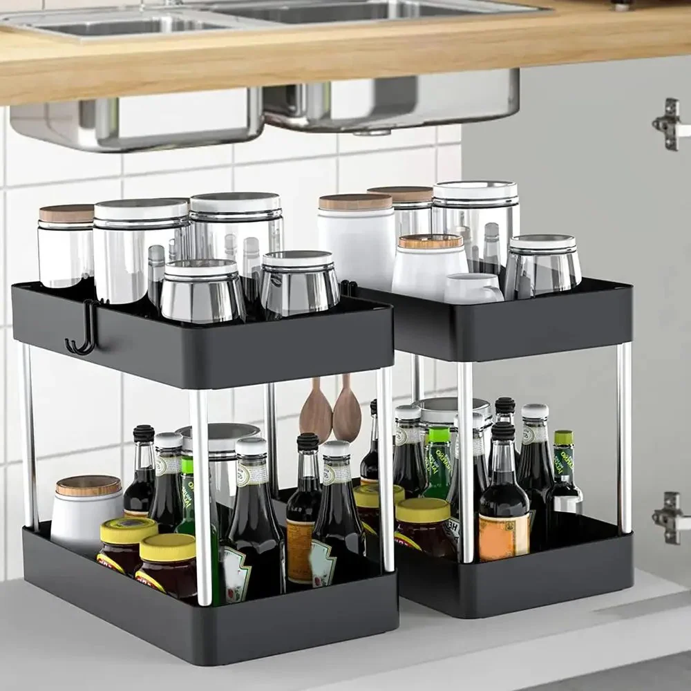 2 Tier kitchen Organizer Under Sink Organizer Drawer Organizers Storage Rack Cabinet Organizer Storage Holder Kitchen Spice Rack