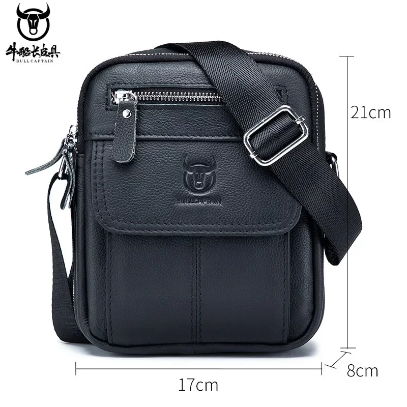 Bullcaptain Casual Men\'s Shoulder Bags Business Messenger Bag high-Quality Men\'s Cow Leather Bag\'s Mini Large Capacity Pocket