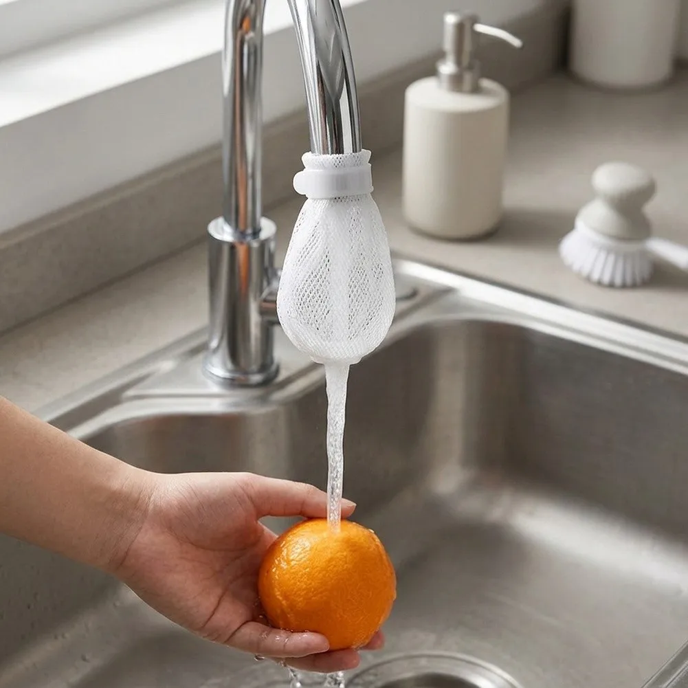 Filter Cotton Bag for Faucet Rust Particle Tool Compatible with Most Tap Designs Includes Nylon Strap Fixing Layout