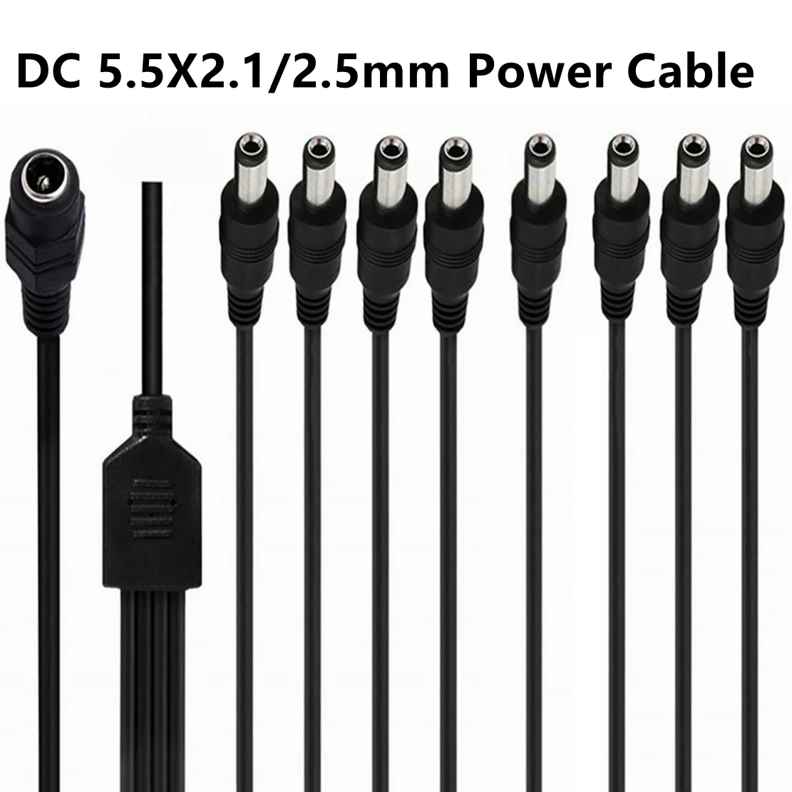 DC Power Jack 5.5x2.1mm DC 5.5 2.5 Cable 1 Female to 3,4,5,6,8 Male Plug Splitter Adapter for Security CCTV Camera and LED Strip