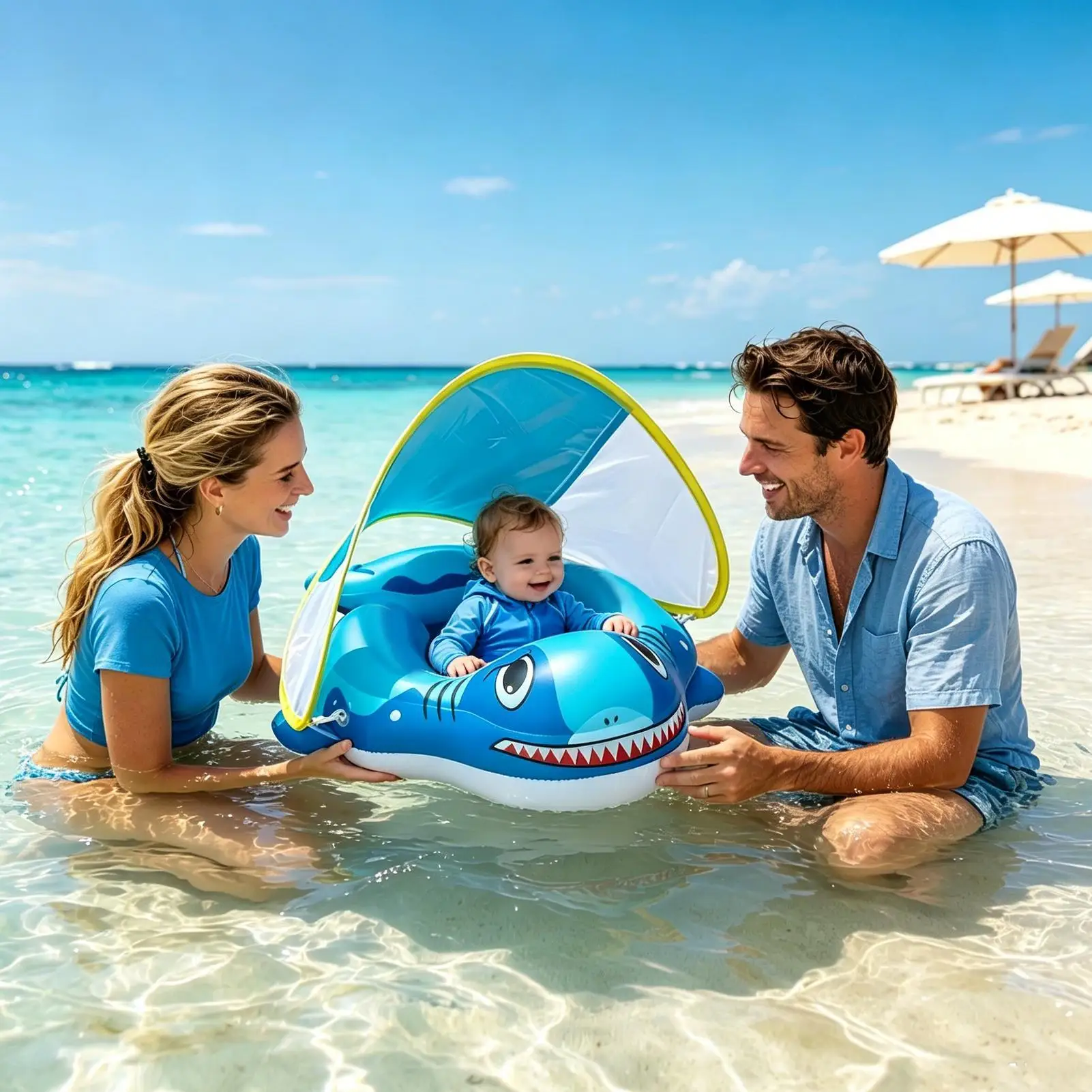 New Upgrade Baby Swimming Pool Float With Inflatable Infant Floating Ring Kids Swim Circle with sunshade Bathing Summer Toys