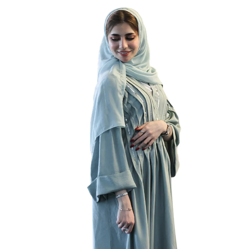 Primavera/verão feminino ramadan muçulmano moda robe lantejoulas saia turco abaya árabe islâmico feminino marroquino kaftan robe