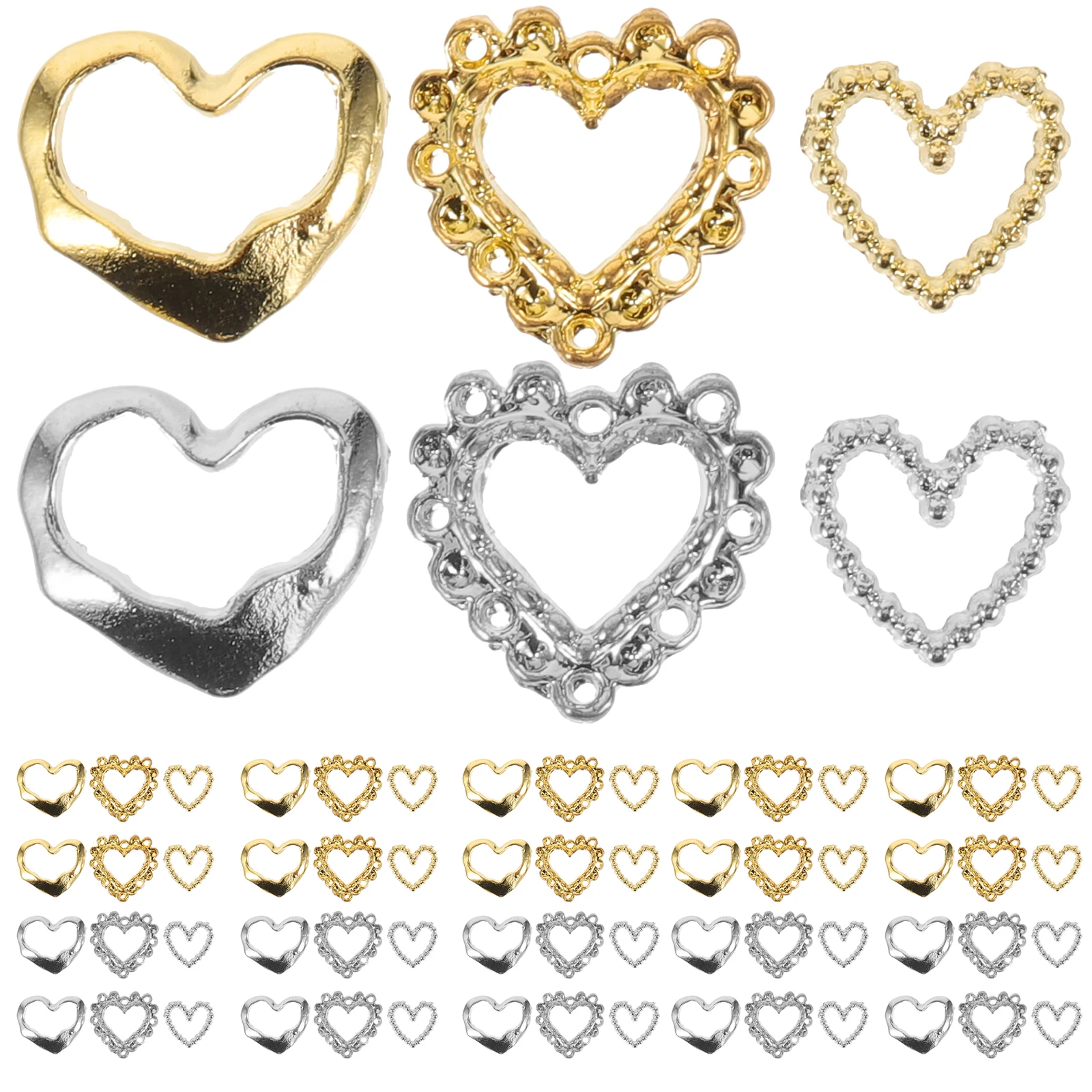 Breloques pour ongles en forme de cœur, 60 pièces, décorations de manucure mignonnes pour femmes, fournitures de Nail Art, petites pierres précieuses pour faux ongles naturels