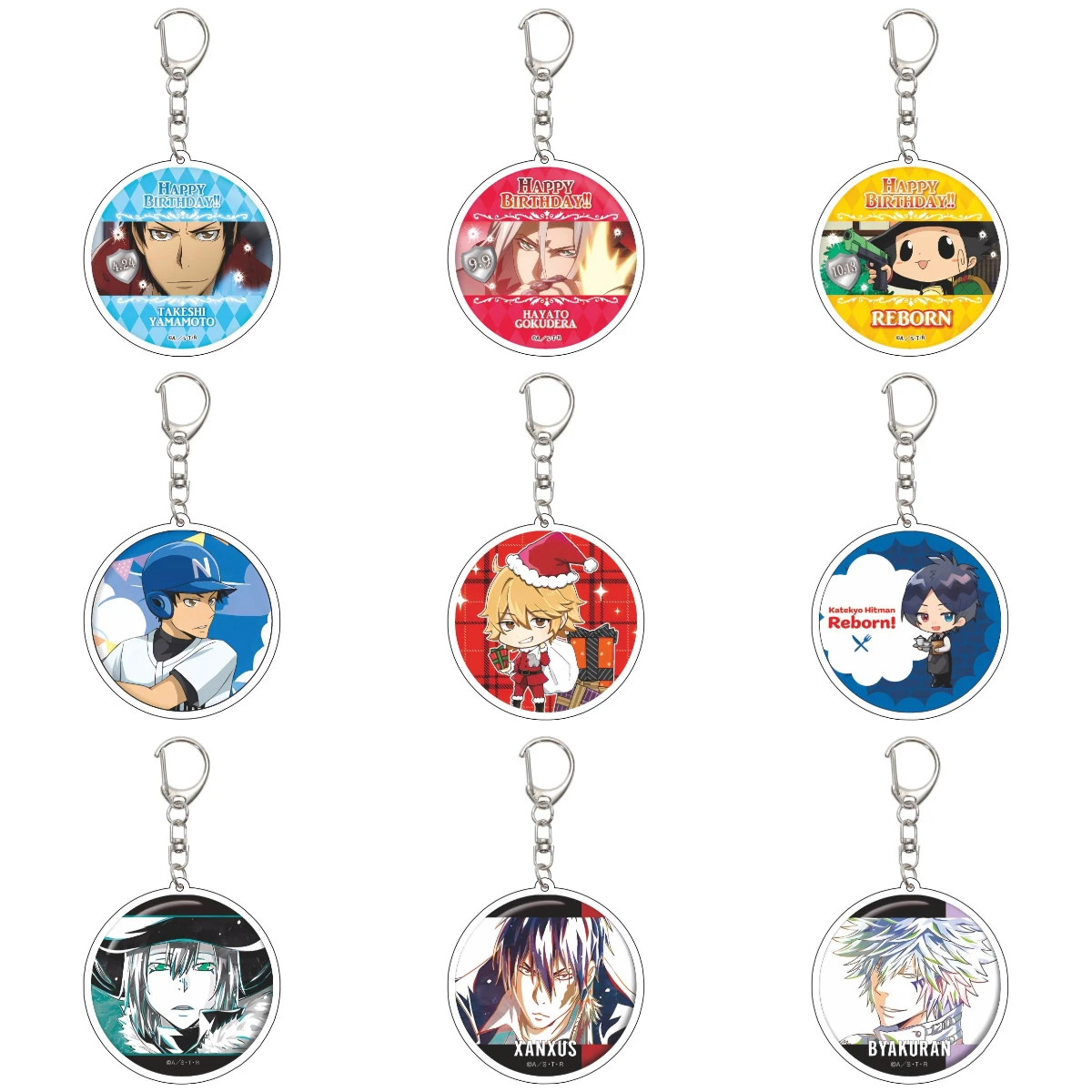 55MM Anime Katekyo Hitman Reborn Keychain Sawada Tsunayoshi/Gokudera Hayato/Lambo  Key Chain Acrylic Model Plate Christmas Gifts