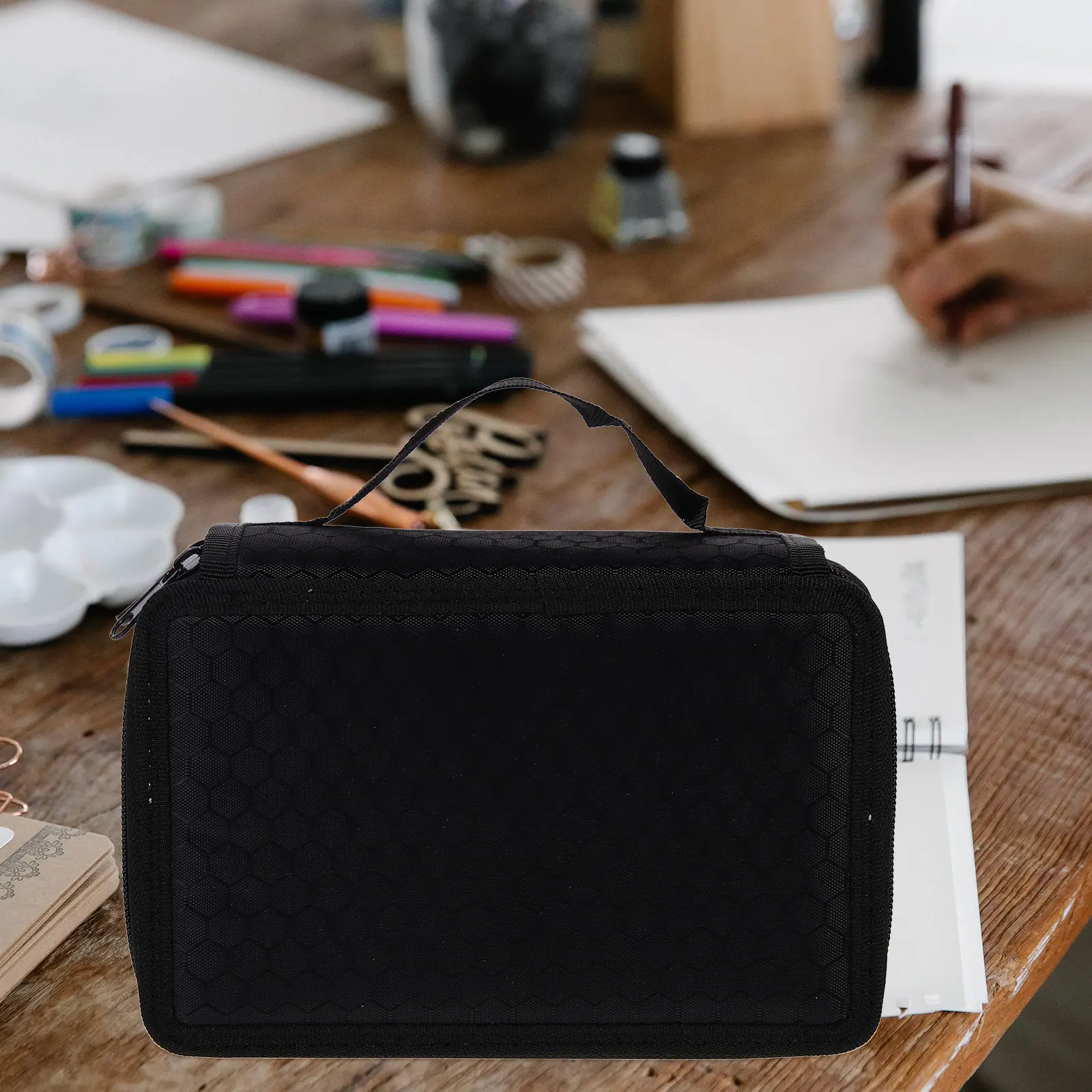 

1PC Large Capacity Multi Layer Pencil Wrap Oxford Fabric Colored Pencil Case Portable Stationery Box Drawing Pen ganizer Bag For