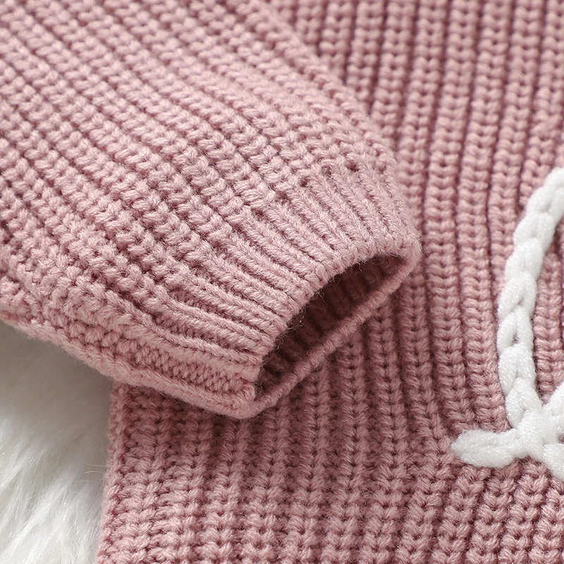 Baby Girls Sweaters Clothes Spring Autumn Casual Crew Neck Long Sleeve Knit Newborn Pink Pullovers Jumper Winter Infant Knitwear