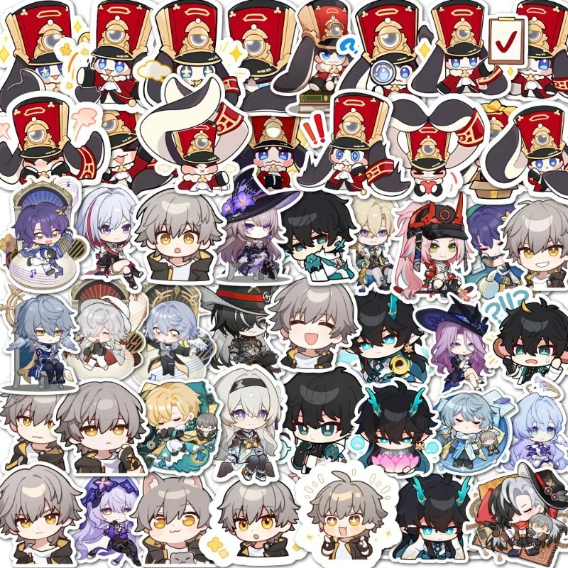 54PCS Kawaii Game Honkai: Star Rail Series Q Version Sticker Cartoon Character Creativity Printing Phone Case Suitcase Sticker view 2