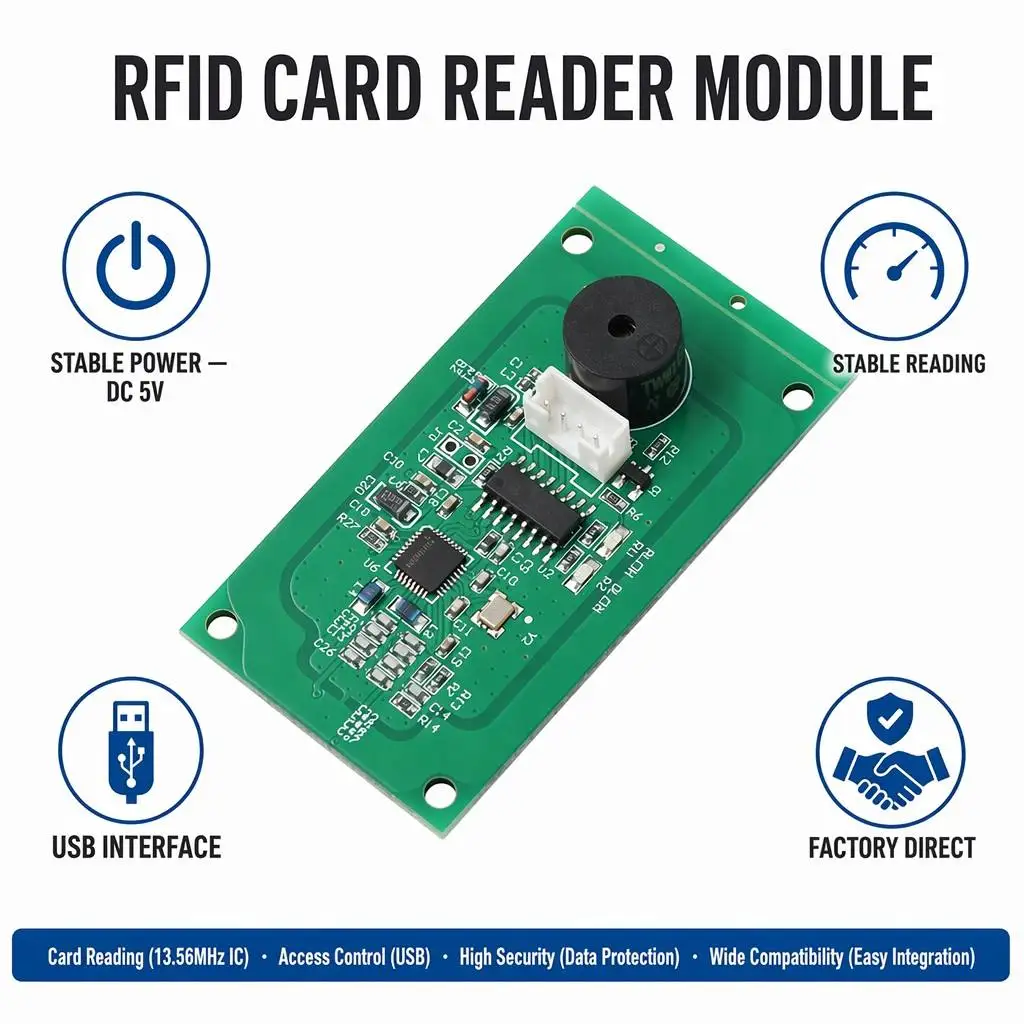 13.56Mhz IC M1 Card Smart USB Communication NFC Contactless Access Control RFID Card Reader Module