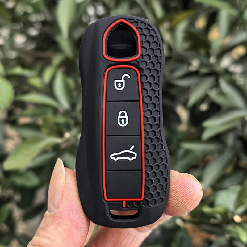 For Porsche Panamera Cayenne 971 911 9YA Macan Boxster Spyder Carrera Cayman 970 981 991 3 Buttons Car Remote Key Case Keychain