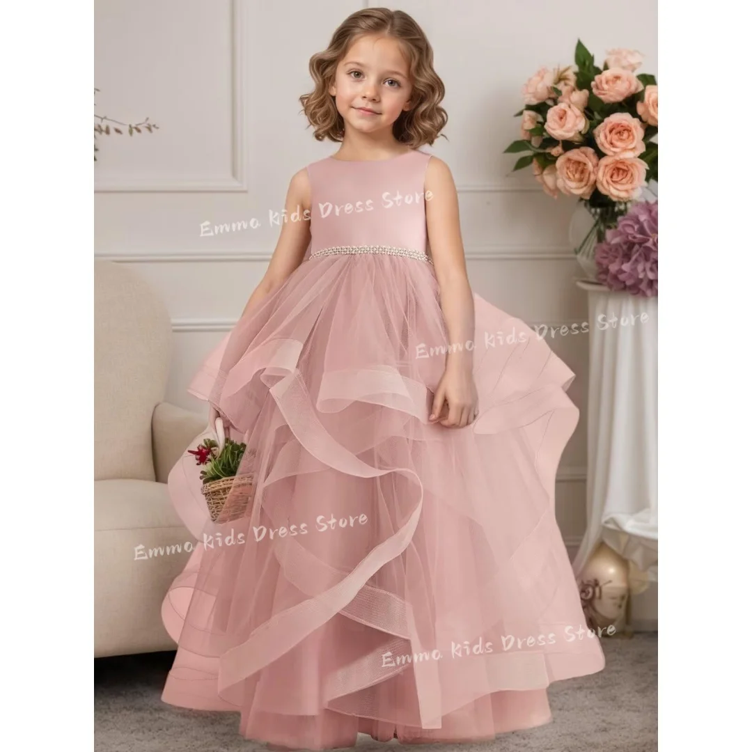 

DROIS Custom Flower Girl Dress Lace Applique Tulle Children's Birthday Party Wedding First Communion Prom Dress