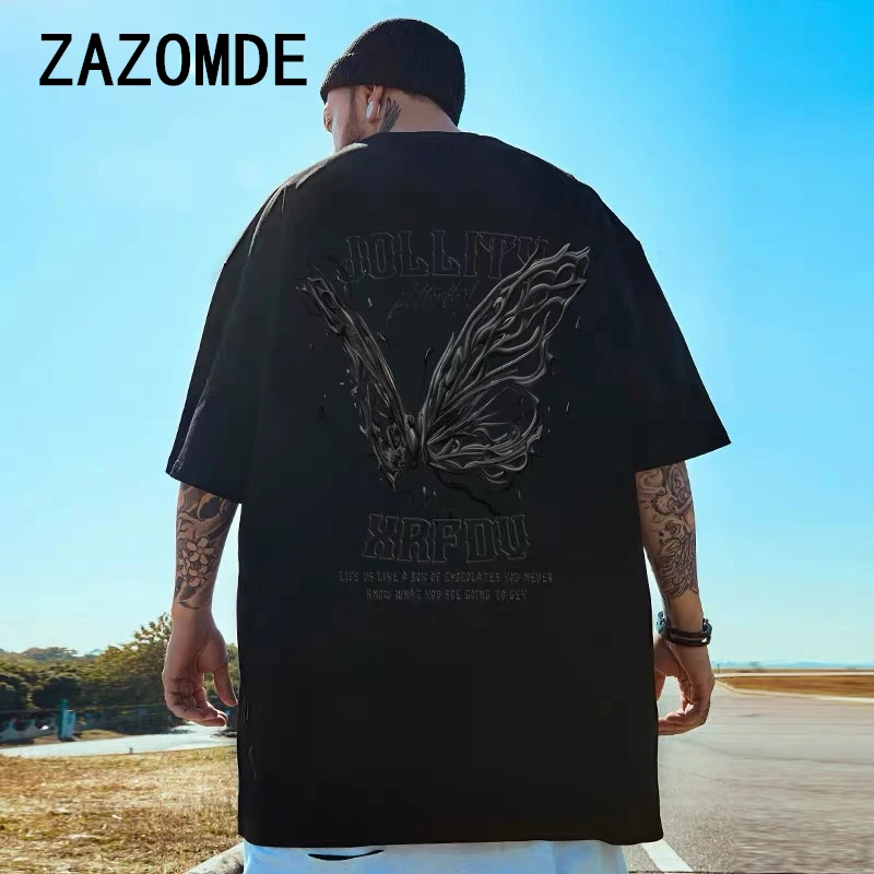 ZAZOMDE Men's Vintage Funny Tees Short Sleeve Summer Plus Size T-shirt Graphic Casual Tops Y2k Style Printing Fashion Clothes