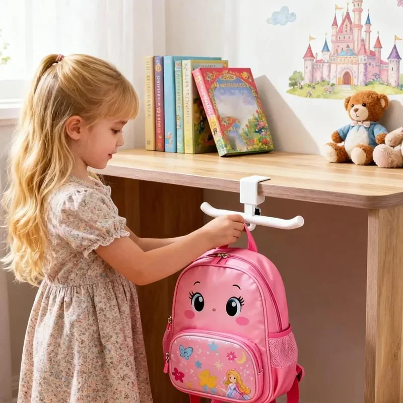 Verstellbarer Schreibtischhaken ohne Bohren, Aufbewahrungshaken aus Kohlenstoffstahl, verschiebbarer Tischhaken für Rucksack und Headset, für Büro, Zuhause und Studenten. – Detail 5