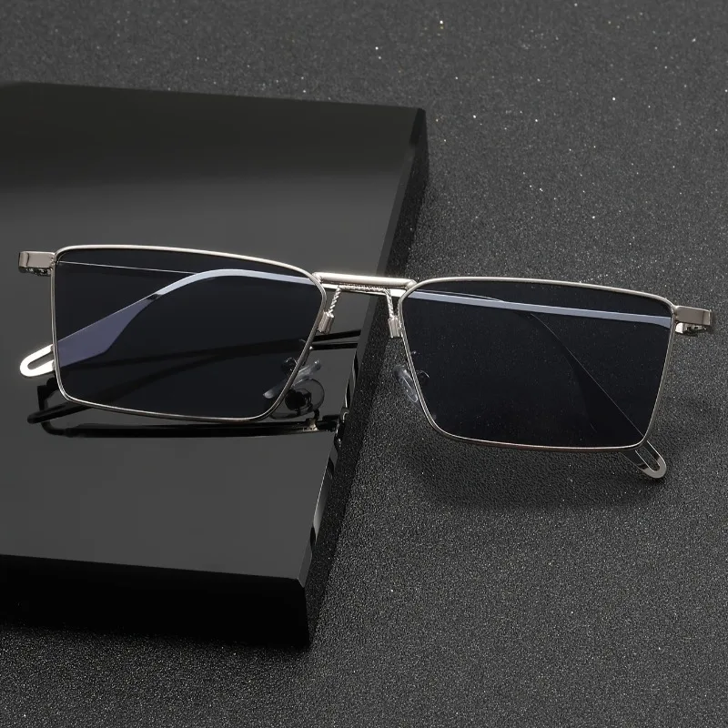 Modische Rechteckige Personalisierte Unisex-Brille aus Metall, Europäische und Amerikanische Retro-Sonnenbrille im Modestil
