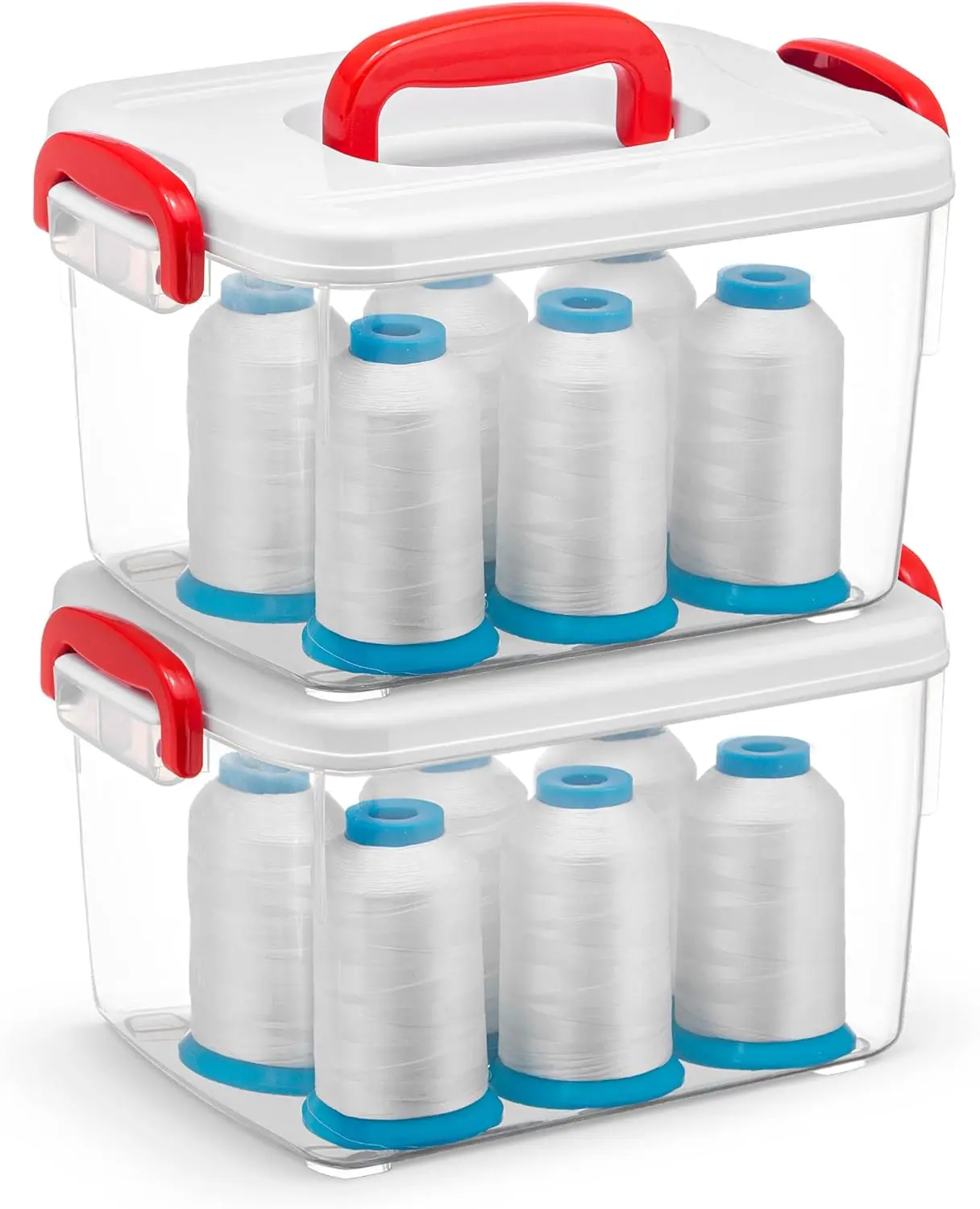 

Clear Plastic Storage Bins with Lids and Handle Stackable Storage Bins, 5 Quarts - 2 Pack