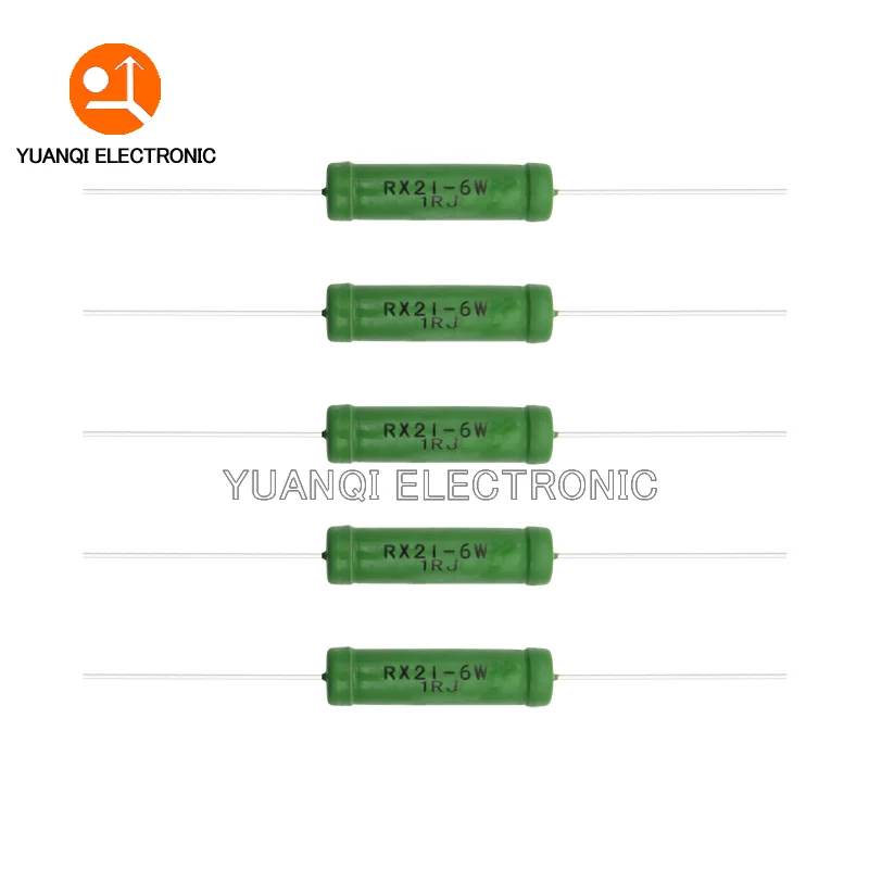 5PCS RX21 6W Wire Wound Resistance 5% 0.05 0.1 0.15 0.22 0.33 0.47 0.68 1 1.5 2 2.2 3.3 6.8 10 15 220 470 1K 10K ohm Resistor