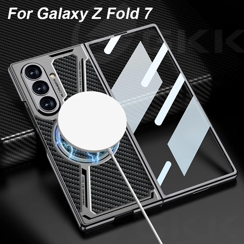 

Роскошный чехол из искусственной кожи с покрытием для Samsung Galaxy Z Fold 7 6, стеклянный внешний экран, чехол для беспроводной зарядки Galaxy Z Fold7, чехол