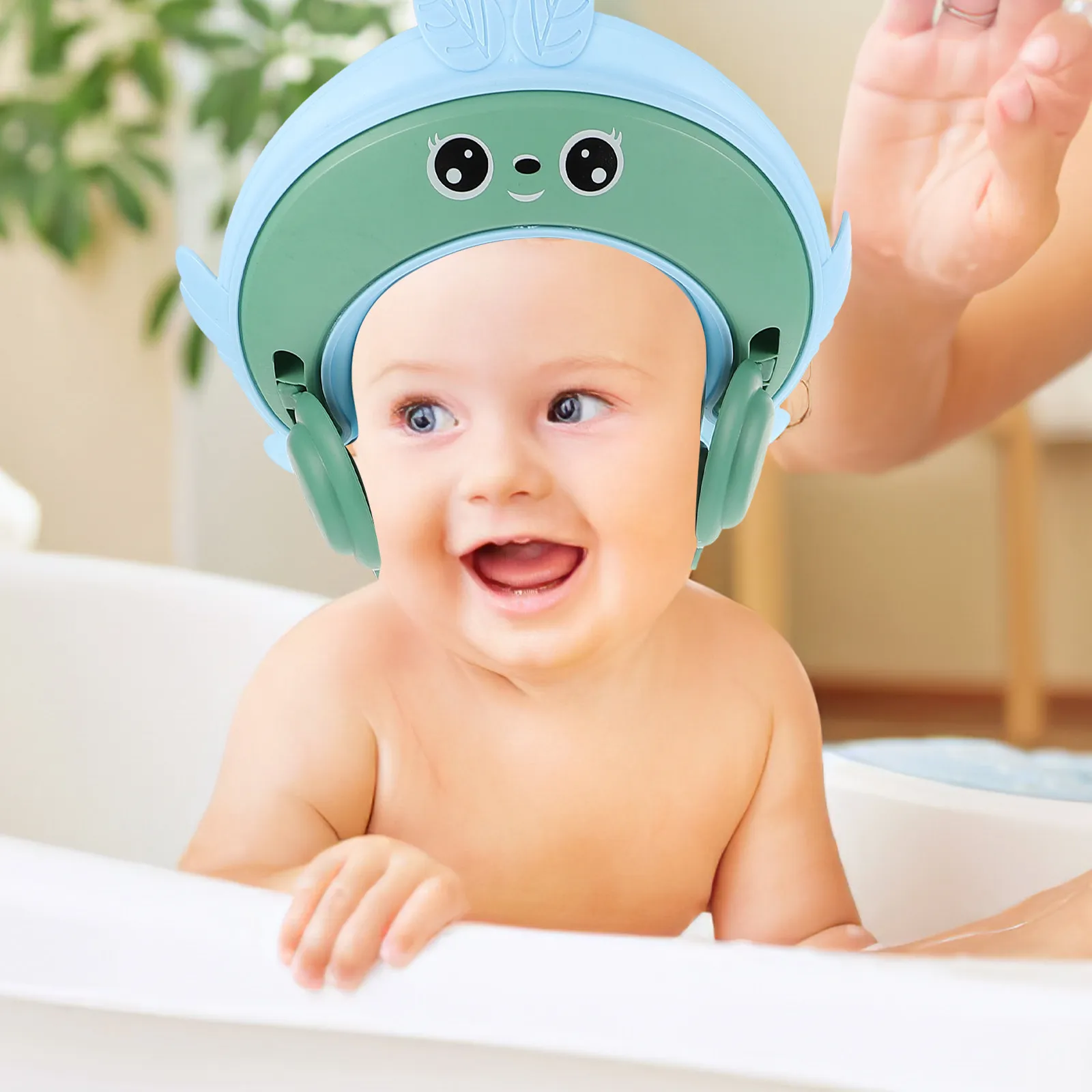 

Baby Shower Cap Adjustable Baby Hair Washing Shield for Kids Bath Shower Hat Protective Waterproof Soft Crown Design