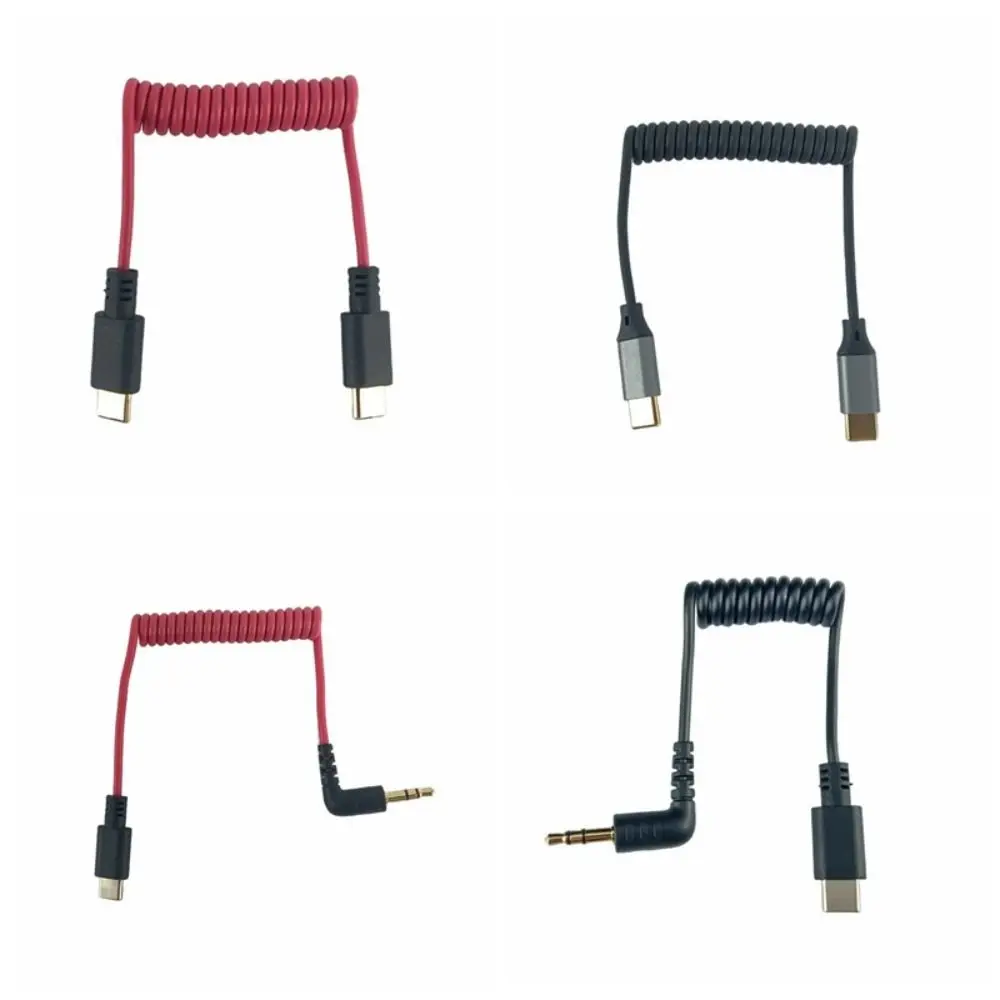 Type-C To Type-C Microphone Cable TPE Spring Wire Mic Cord 3.5mm for DJI mic mini/mic 2/1 pocket 3/2 action 5 pro/action 4