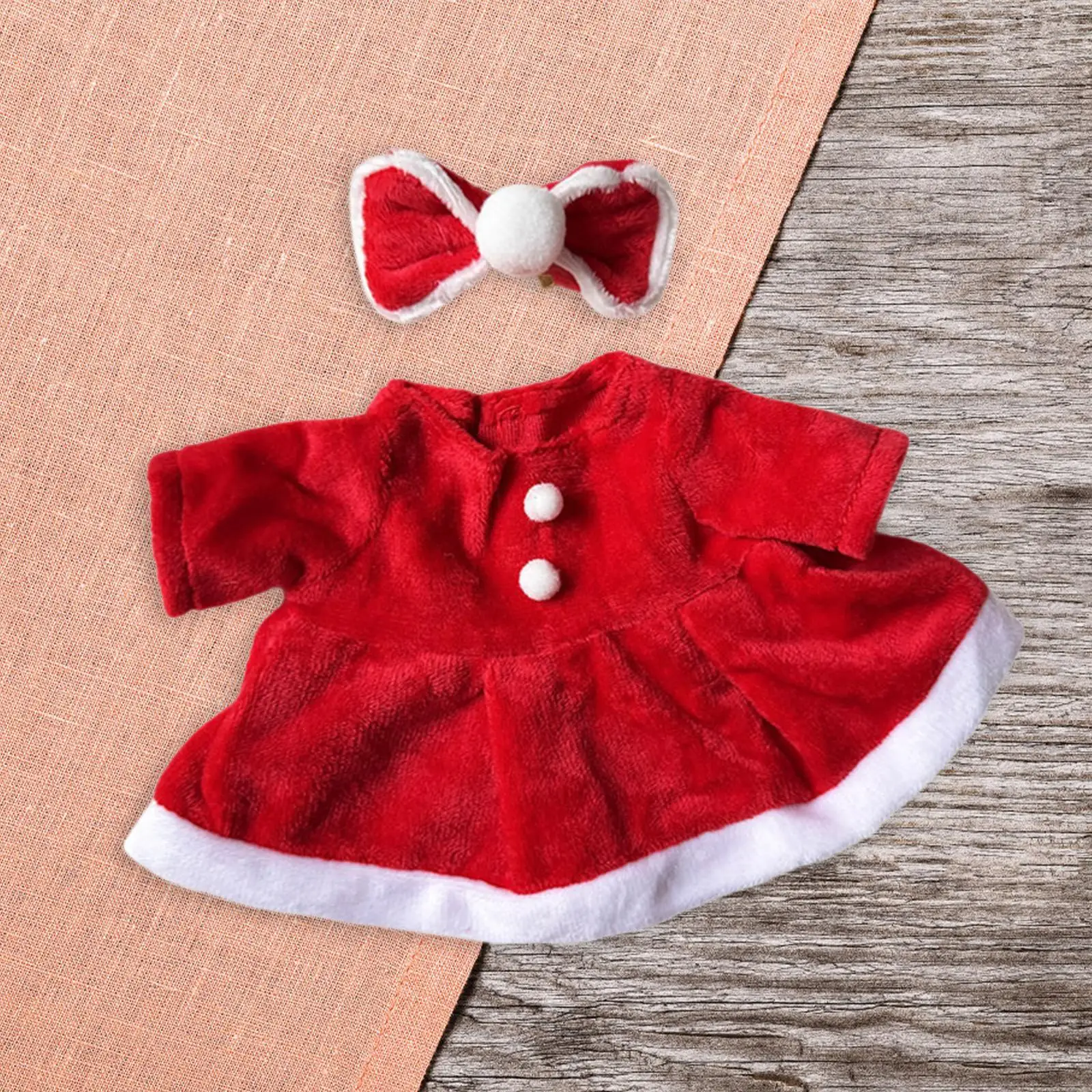 

Dolls Dress Suit Costume Accessory Christmas Dress Red Dress with Headwear for