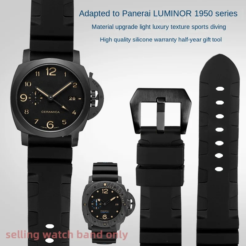 For Panerai parts PARNIS men\'s silicone watch strap Luminor PAM111 441 watch strap High elastic vintage watchband 22mm 24mm 26mm