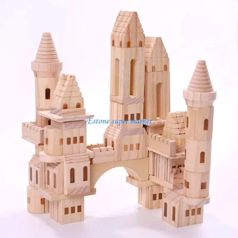 090B لعبة التراص الخشبية، لعبة ألغاز بناء القلعة، لعبة STEM #5