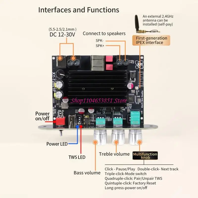 T2001P Digital Amplifier Board Equipped with Upgraded Chip and Large Heat Sink for Superior Wireless Auditory