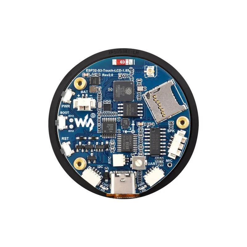 Placa de desenvolvimento de display redondo Waveshare ESP32-S3 de 1,85 polegadas, 360 × 360, processador dual-core LX7 de 32 bits, frequência de até 240 MHz