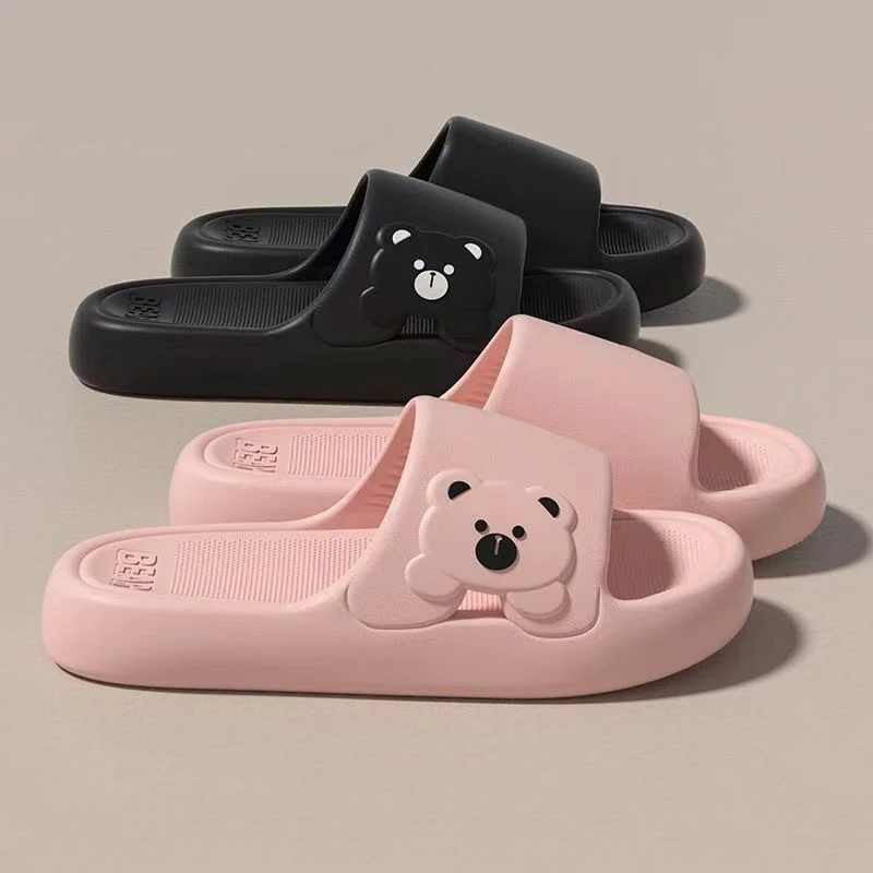 

Summer Cartoon Bear Indoor Slippers for Women Lightweight Soft EVA Slides Woman Comfort Home Bathroom Non Slip Slippers