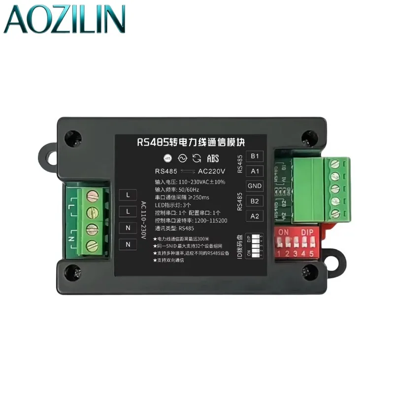 AOZILIN Power Line Carrier To RS485 Module PLC RS485 Transparent Transmission Communication Interface Module
