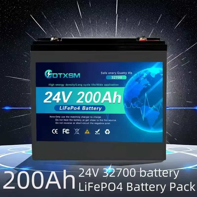 

NEW 24V 200Ah LiFePO4 Battery, Built-in 200A Protection BMS, Great for RV/Camper, Trolling Motors, Solar Off-Grid, Marine/Bo