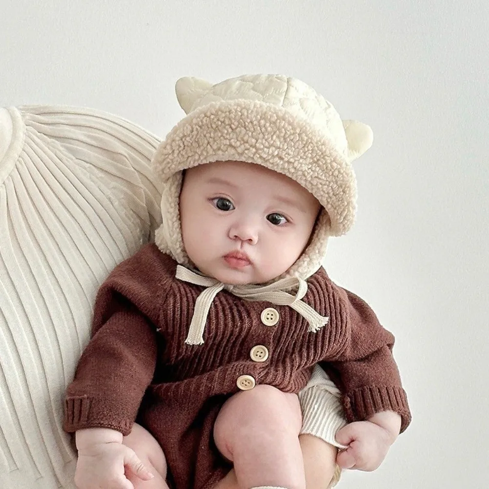 

Fashion Winter Warm Children's Hats Ear Protection Solid Color Toddler Earmuffs Beanie Thickened Windproof Lamb Fleece Warm Cap