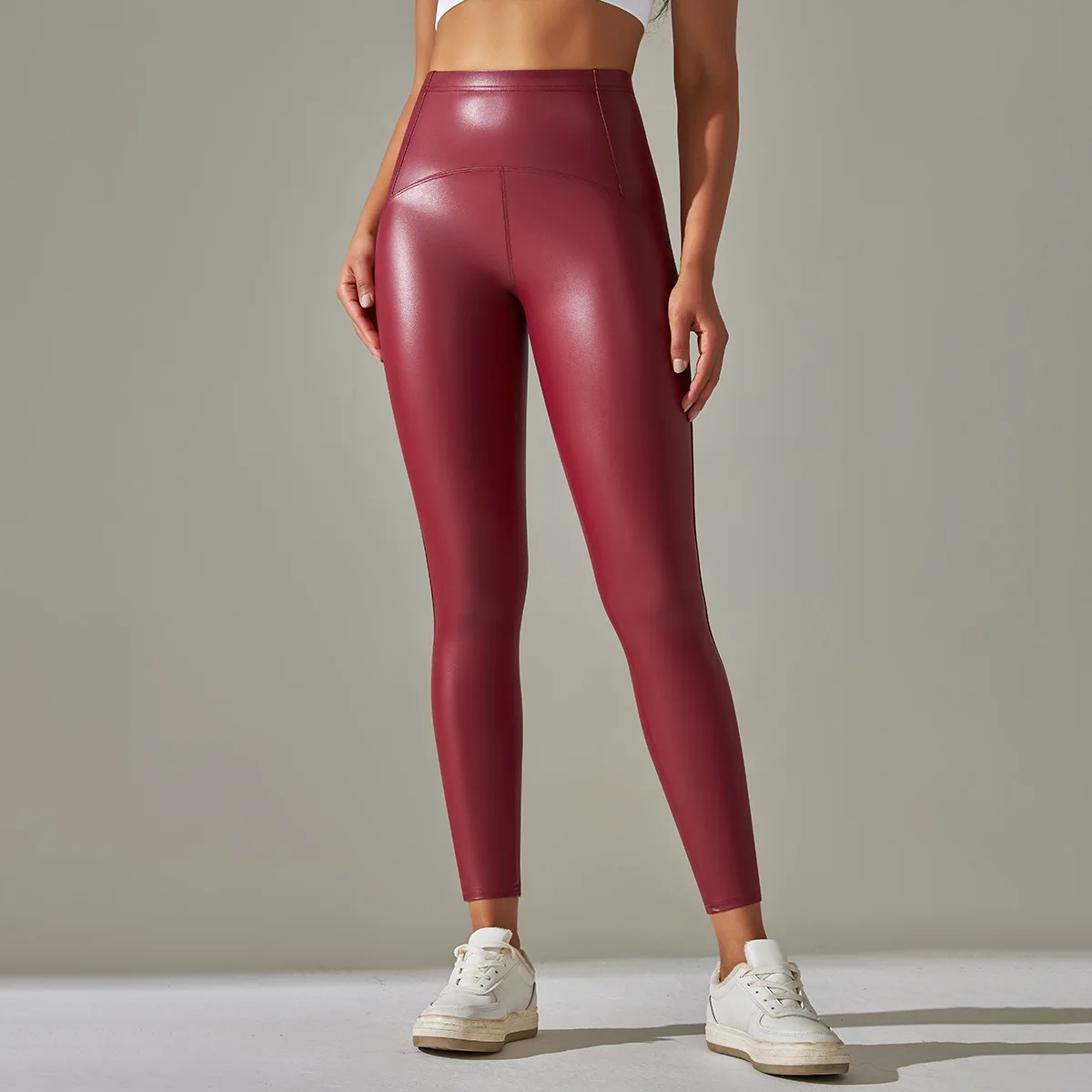 Women Sexy Skinny PU Leather Pants High Waist Elastic YOGA Leggings Multicolour Slim Pencil Pants Plus Size Sport Tight Pants