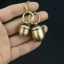 Creative Brass Acorn Medicine Bottle Pill Case Keychain Outdoor Portable Waterproof Warehouse First Aid Sealed Metal Pill Box