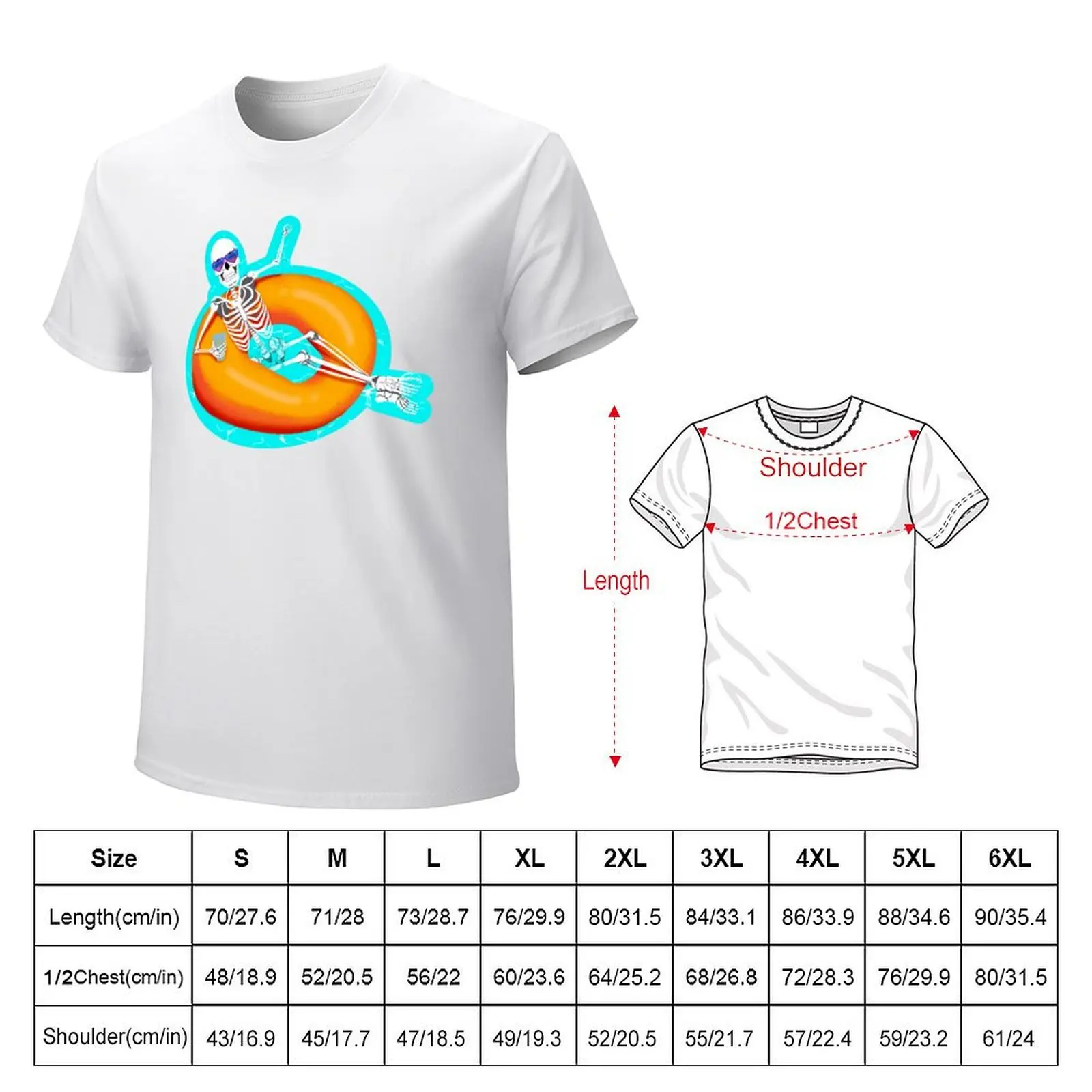 Hot Ghoul Summer skeleton relaxing in mango pool float T-Shirt quick-drying animal prinfor boys oversized t shirts for men