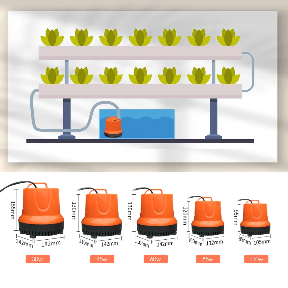 Bomba de agua de succión inferior para pecera de jardín, pequeña y multifuncional, 30/45/60/85/110 W, 220V