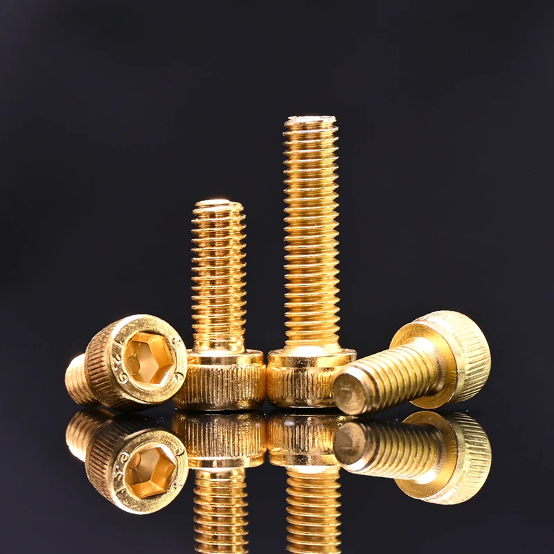 1Pcs/2Pcs/5Pcs 10.9/12.9 Grade Allen Screw Hex Socket Cap Cup Head Screw Gold Plated Bolts M4 M5 M6 M8 M10 Length 5-45mm