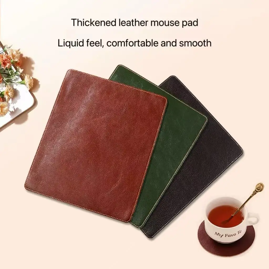 Mouse pad top layer oil wax cowhide desk pad mouse pad office desk desktop pad computer desk leather pad