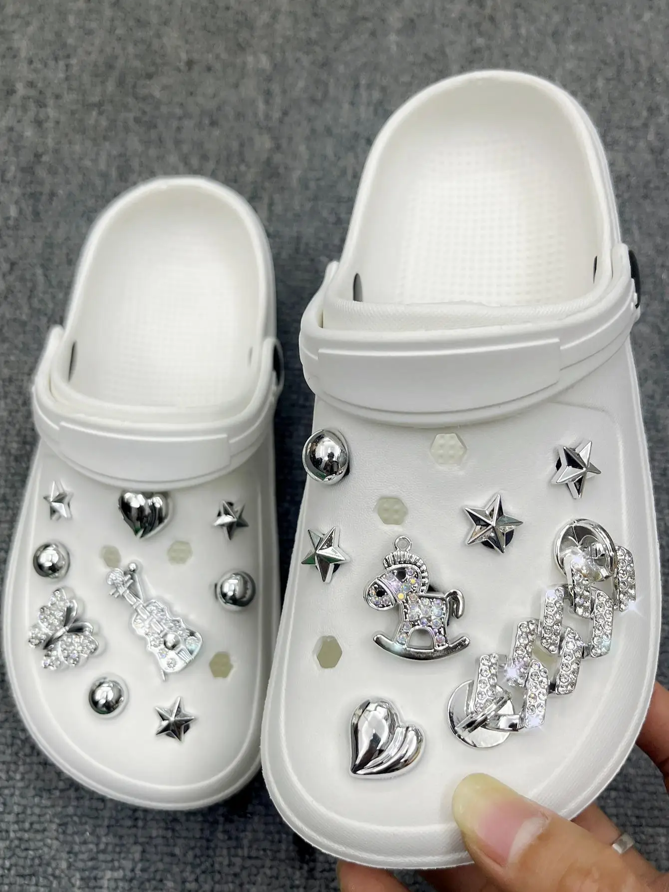 16 pezzi/set di scarpe da spiaggia accessori per scarpe, scarpe con catena a cavallo con diamanti a pois fai da te scarpe da giardino con fibbia decorativa floreale beach sho