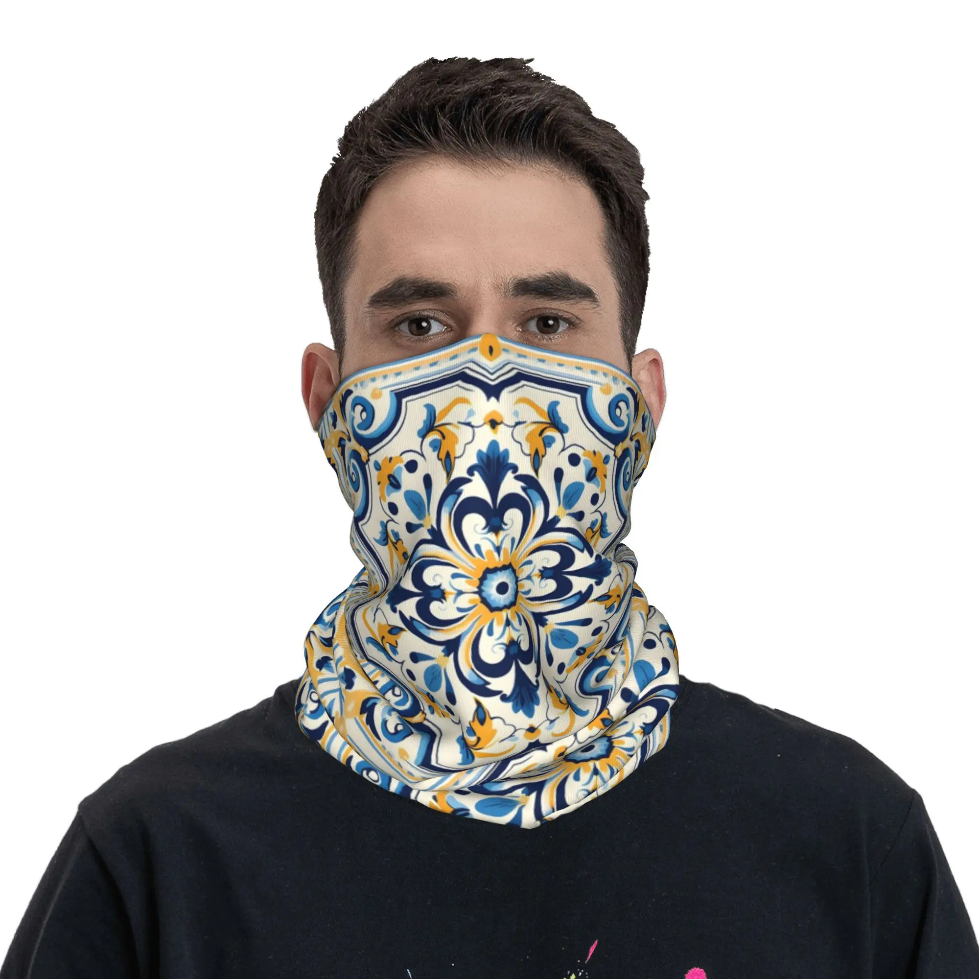 Portuguese Tile  (2) Bandana Neck Gaiter Printed Wrap Mask Scarf Multifunction Headband Running Unisex Adult Winter