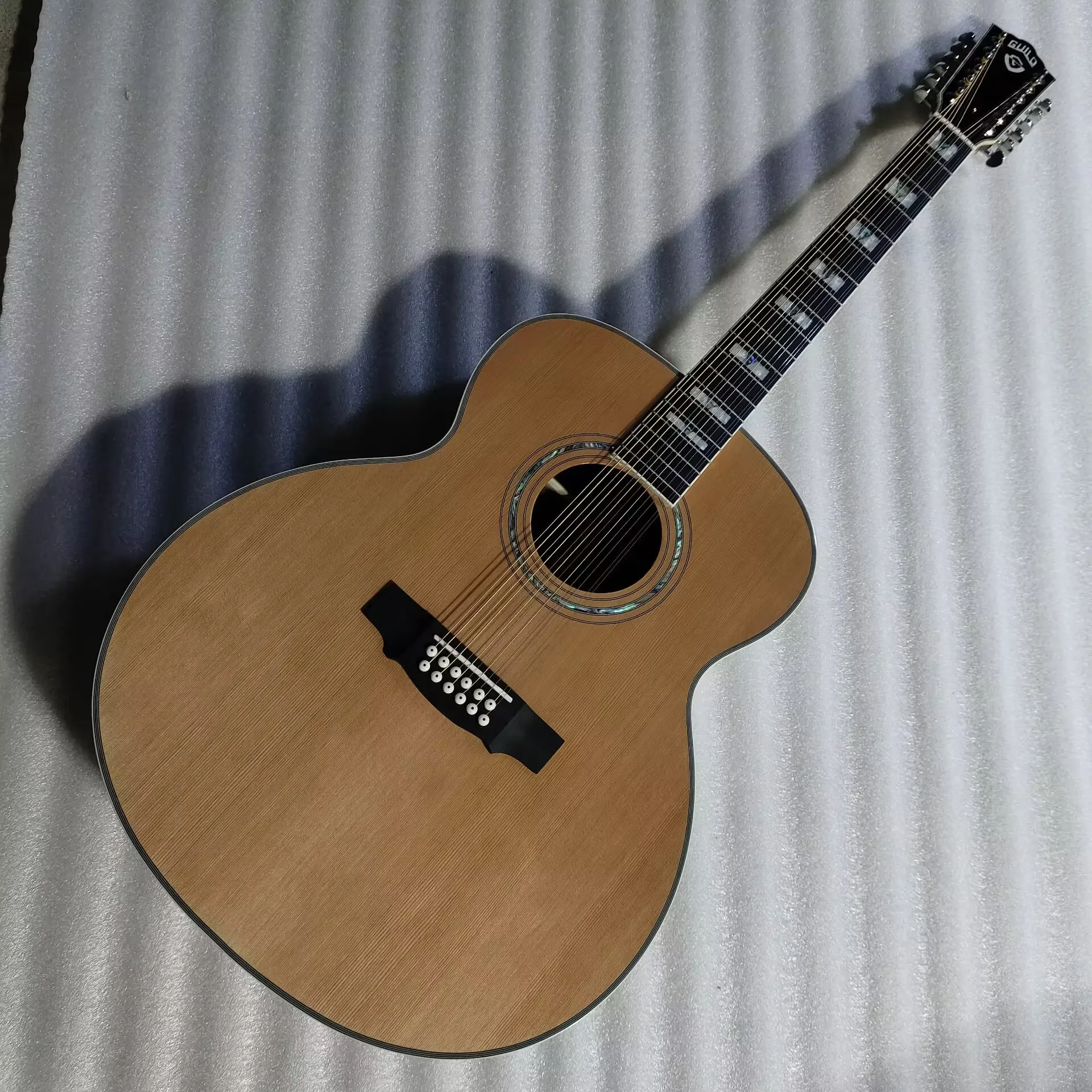 solid cedar wood Electric Acoustic Guitar, Ebony F512, Jumbo Size, 12 Strings, Monochrome Style, 12 Strings, Free Shipping