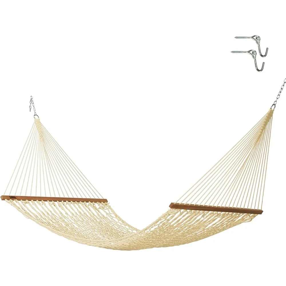 

DC-13OT Large Oatmeal Duracord Rope Hammock with Free Extension Chains & Tree Hooks, Handcrafted in The USA, Accommodates 2 Peo