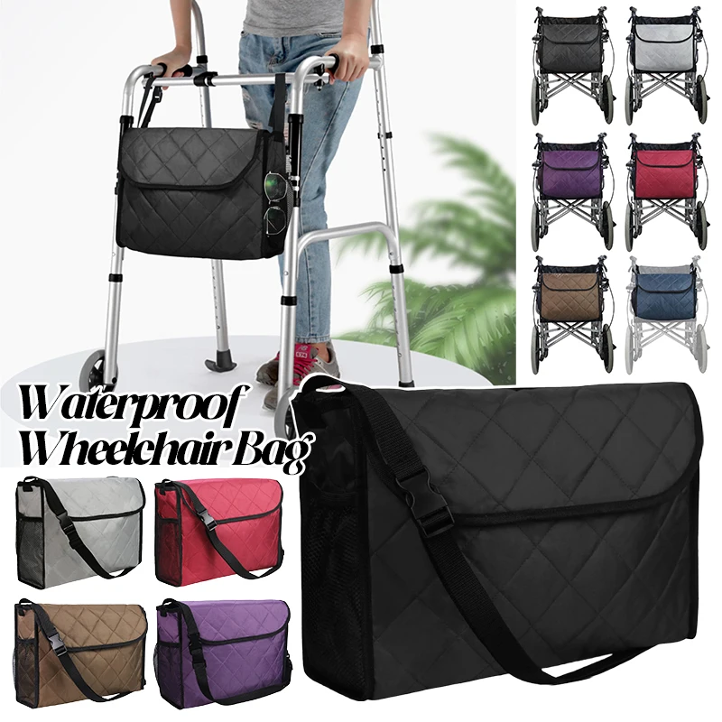 حقيبة ظهر للكرسي المتحرك، منظم تخزين سكوتر التنقل لكبار السن، حقيبة تخزين بحطام جانبي، جيب محمول