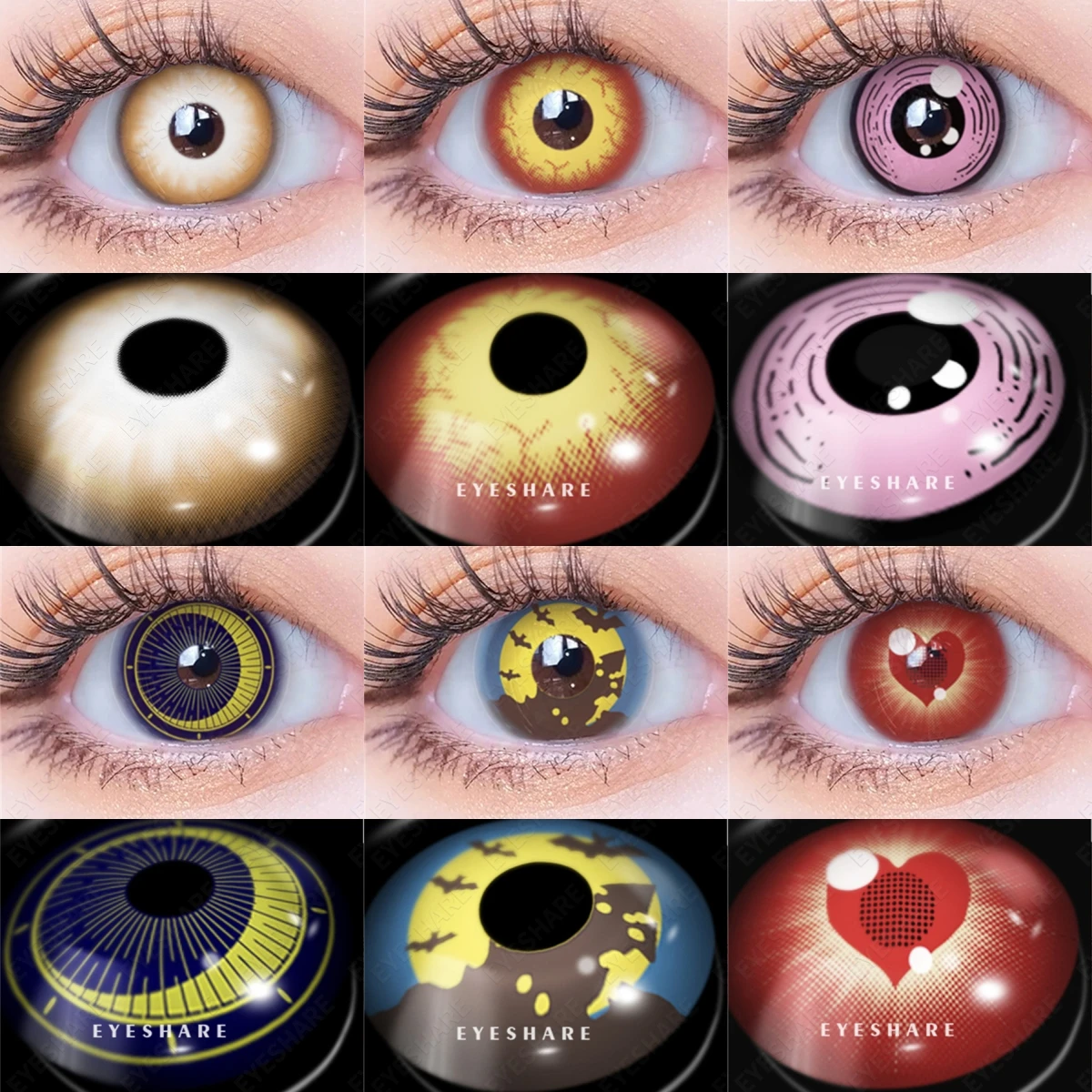 EYESHARE Halloween Color Contact Lenses For Eye Red Crazy Lenses Cosplay Contact Lenses Eyes Beauty Makeup Lens Year 1pair(2pcs)