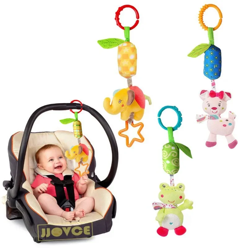 Baby Hanging Toys Stroller Rattles Plush Dolls Carrier Wind Chime Newborn Sensory Develop Cartoon Animal Educational Baby Toys