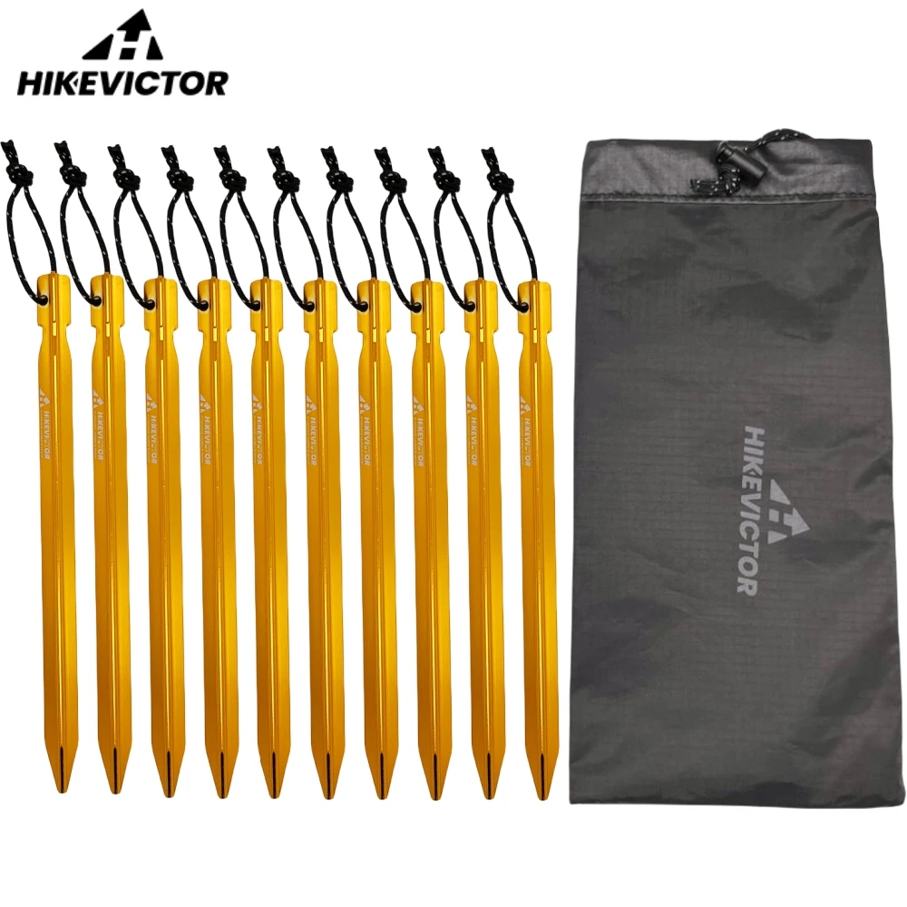 HIKEVICTOR 10Pcs/Lot 18cm Aluminum AlloyTent Pegs Camping Tent Accessories Hammer Wind Rope Tent Nail Storage Cover Case Travel