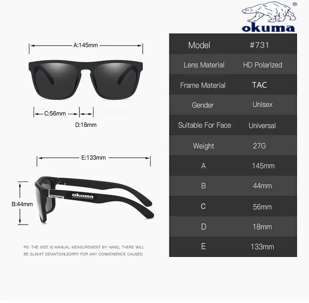 Okuma-Lunettes de soleil polarisées pour hommes et femmes, lunettes de soleil pour la chasse, la pêche, la conduite à vélo, boîte en option, UV400