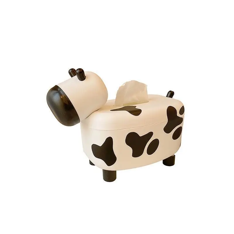 صندوق مناديل البقرة 2 في 1 مع حامل أعواد الأسنان - منظم سطح مكتب لطيف لغرفة المعيشة وغرفة النوم والمطبخ، منزل متعدد الوظائف