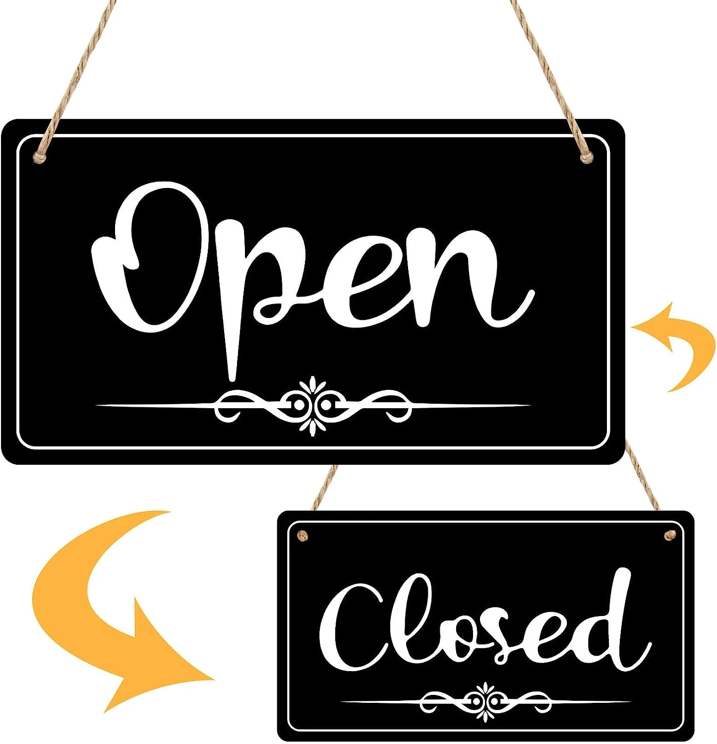 Double Sided Open Closed Sign Hanging Open Signs for Business with Rope for Walls Window Shop Bar Hotel