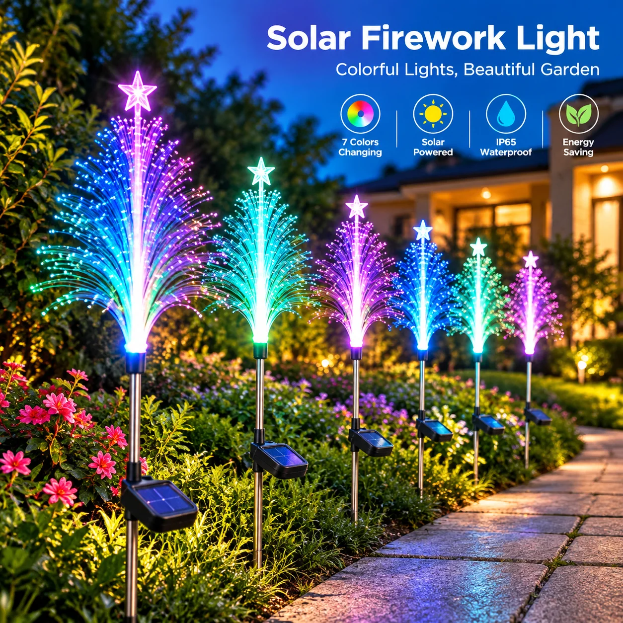 7 Color Changing Solar Christmas Tree Lights Fiber Optic Waterproof LED Outdoor Garden Patio Yard Holiday Decoration